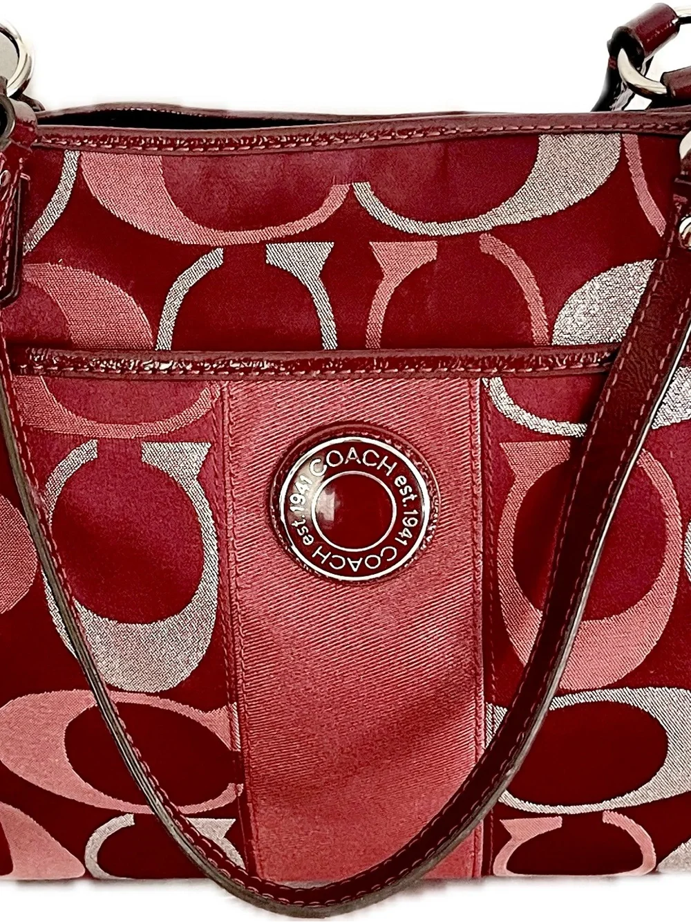 Coach Signature Jacquard Metallic C’s Shoulder/Crossbody Bag w/Snap Head Charm